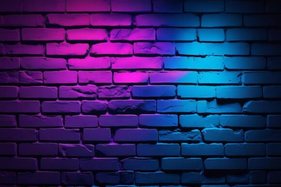A Brick Wall with Blue and Pink Lights: A Versatile Creative Resource