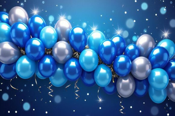 A Bunch of Blue and Silver Balloons