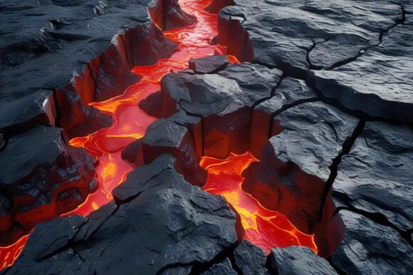 A Lava Flowing Through a Crack