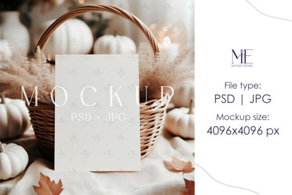 Boho Greeting Card Mockup, Autumn Invita