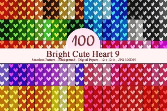Bright Cute Heart 9 Seamless Pattern