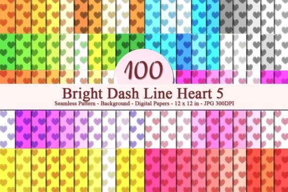 Bright Dash Line Heart 5 Pattern