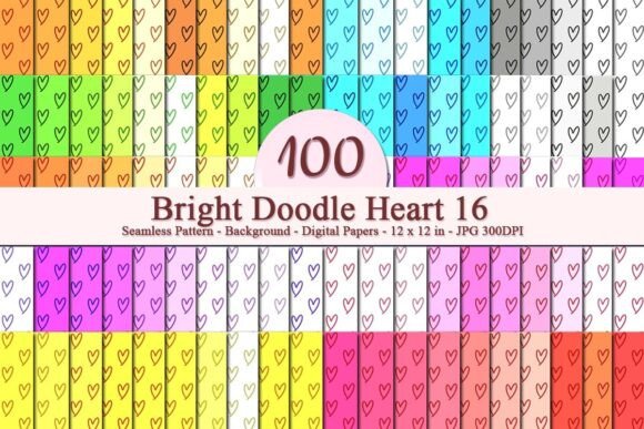 Bright Doodle Heart 16 Seamless Pattern