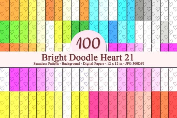Bright Doodle Heart 21 Seamless Pattern