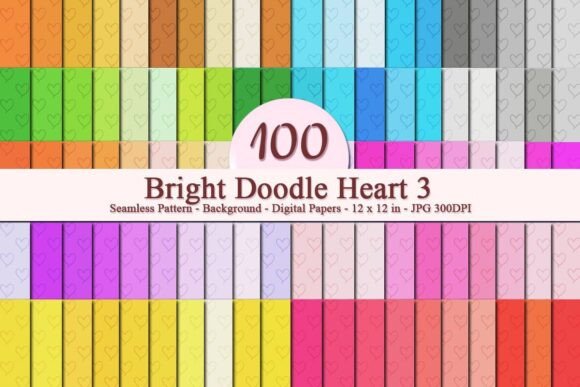 Bright Doodle Heart 3 Seamless Pattern