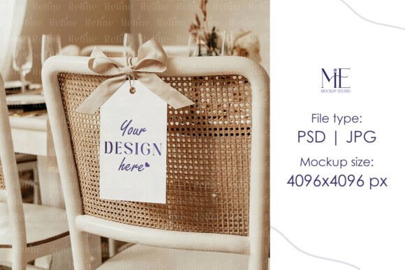 Chair Tag Mockup PSD Wedding Rese