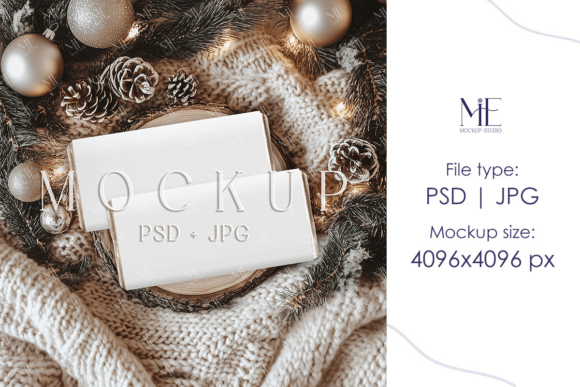 Christmas Gift Chocolate Label Mockup