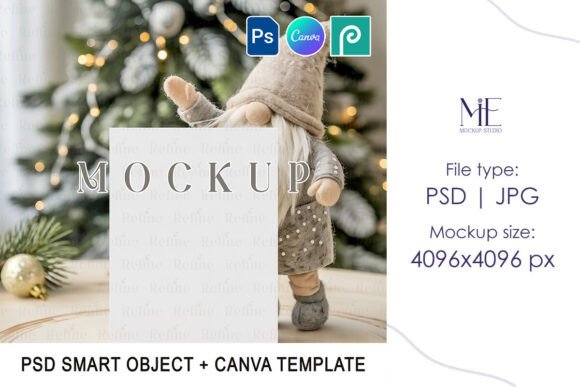 Christmas Gnome Invite Card Mockup PSD: A Creative Tool for Every Occasion