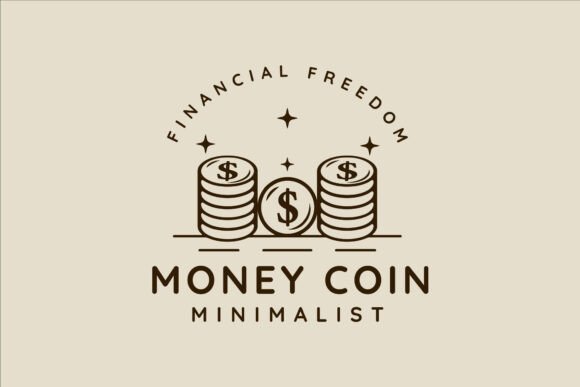 Coins Money Line Art Logo Vector Simple
