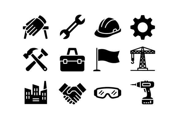 Construction Building Icon Set EPS: A Professional Branding Resource for the Construction Industry