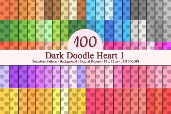 Dark Doodle Heart 1 Seamless Pattern: A Versatile Digital Design for Creative Businesses