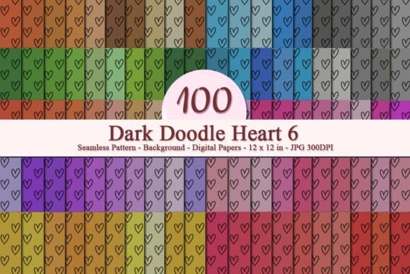 Dark Doodle Heart 6 Seamless Pattern: A Versatile Digital Design for Creative Projects