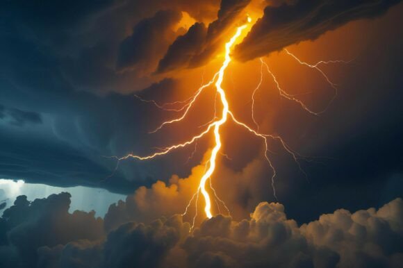 Lightning Lighting Coming from the Cloud