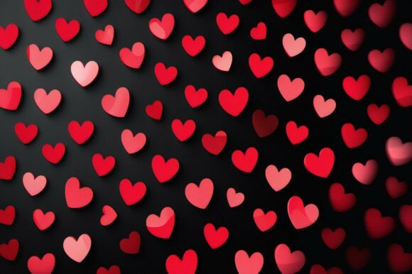 Red Hearts on a Black Background: A Versatile Design Element for Creative Projects
