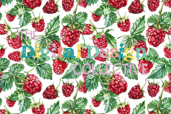 Seamless Watercolor Red Raspberry Paper