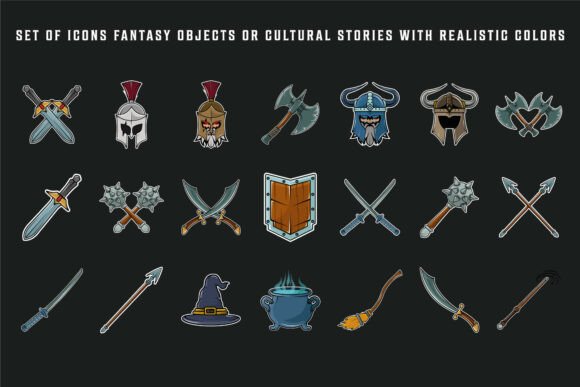 Set of Icons Fantasy or Culture Object: A Versatile Tool for Creative Projects